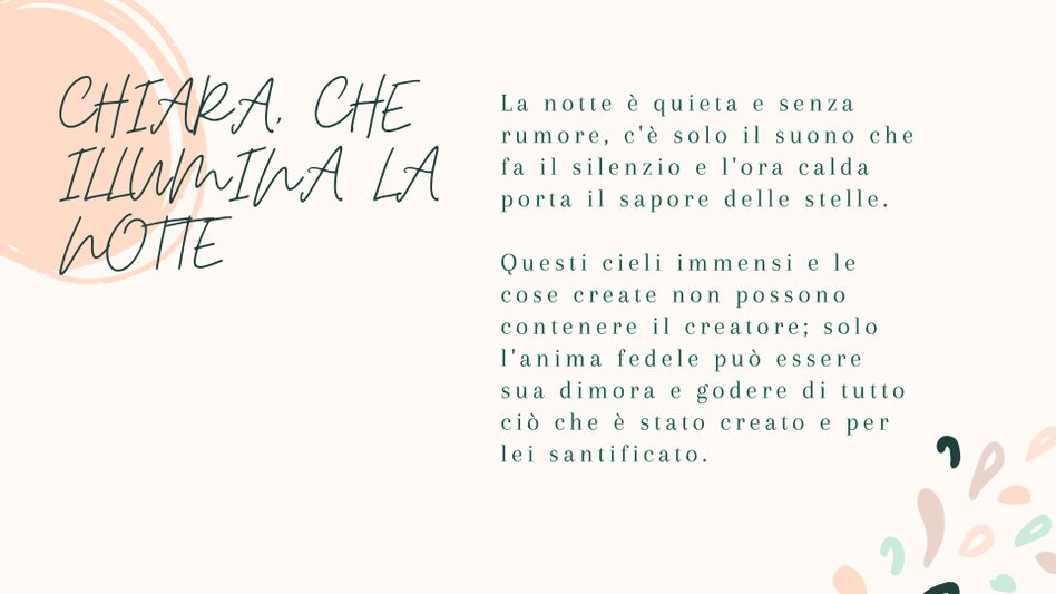 Un canto di lode che presenta Santa Chiara come luce che illumina il cammino dell’uomo